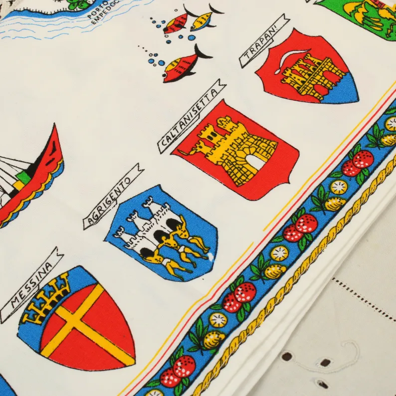 キッチンクロス タペストリー 観光マップ シチリア島