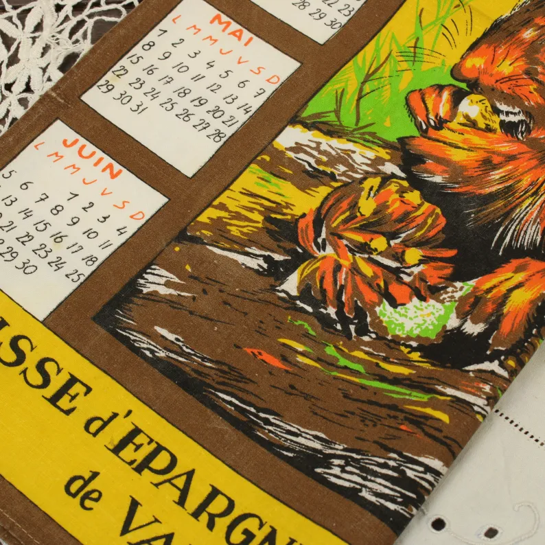 1972 カレンダー柄トーション りす