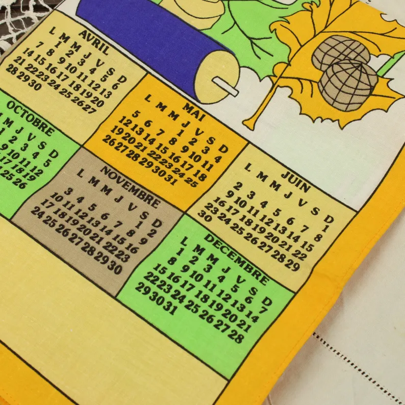 1980 カレンダー柄トーション フロマージュ