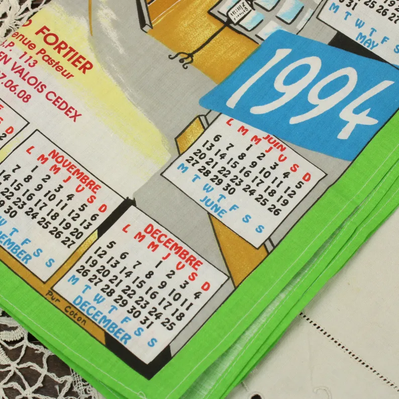 1994 カレンダー柄トーション フランスの町並み