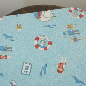 80*135 シーツ解体生地  プレイモービル PLAYMOBIL カモメ 水色