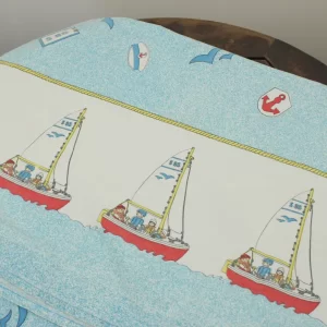 80*135 シーツ解体生地  プレイモービル PLAYMOBIL ヨット 水色