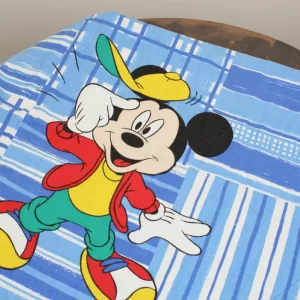 130*90 シーツ解体生地  ミッキー ストライプ ブルー 中柄