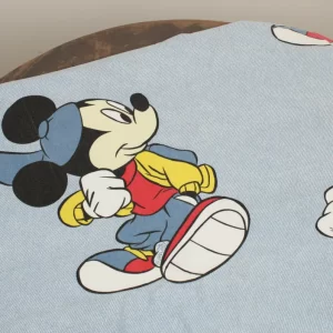 125*90 シーツ解体生地  ミッキー デニム スニーカー 中柄