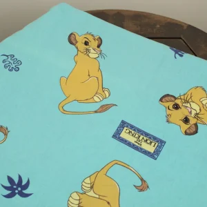 125*90 シーツ解体生地 シンバ 水色 英語ロゴ