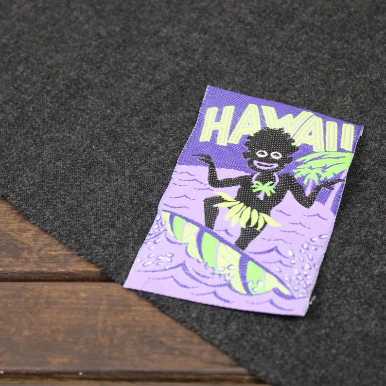 大きな刺繍タグ HAWAII ネオン パープル