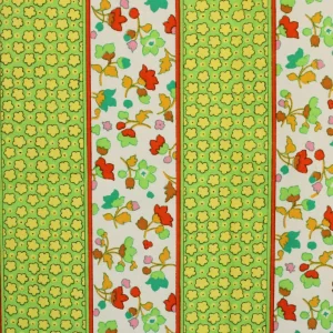 85*45 レトロ かわいい 小花 ストライプ イエロー グリーン