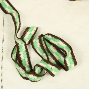 2,2cm幅  チェッカー模様 ブラウン グリーン チョコミント