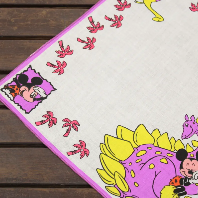 ミッキー＆ミニーのハンカチ 恐竜 パープル