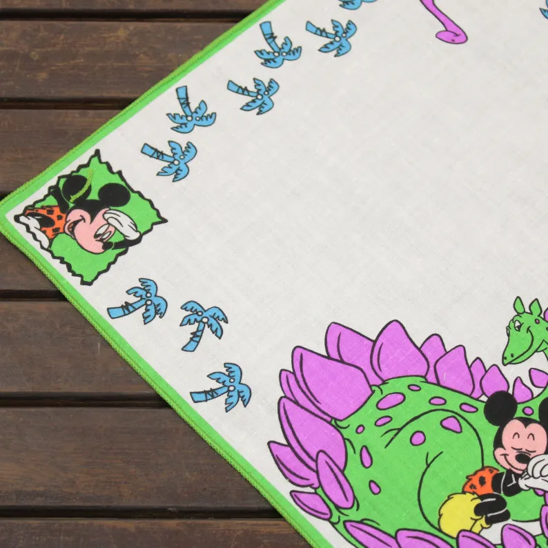 ミッキー＆ミニーのハンカチ 恐竜 グリーン
