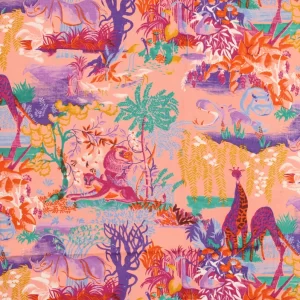 85*60 カラフル ポップ サファリ アニマル ピンク