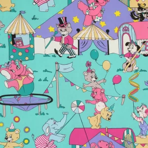 90*65 ポップ レトロアニマル サーカス グリーン カラフル A