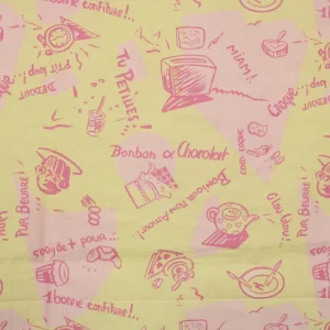 70*50 レトロ フランス 朝食 クロワッサン ピンク イエロー