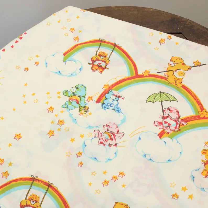 70*120 シーツ解体生地  ケアベア Care Bears 手描き レトロ