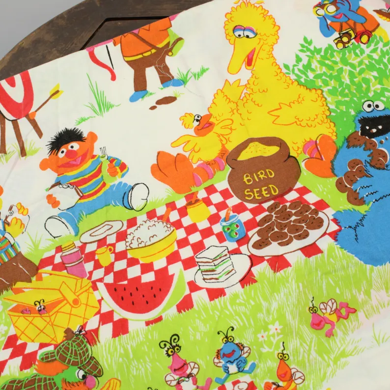 130*80 シーツ解体生地  セサミストリート ピクニック