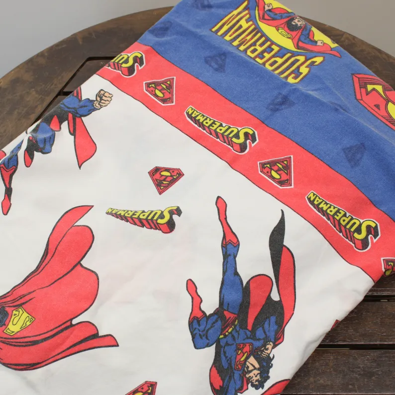 ボックスシーツ スーパーマン 小柄 ロゴ ブルー