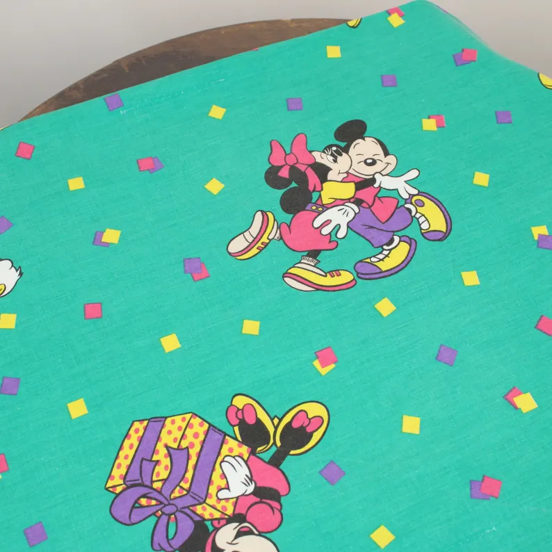 140*120 シーツ解体生地  ミッキー ミニー プレゼント グリーン