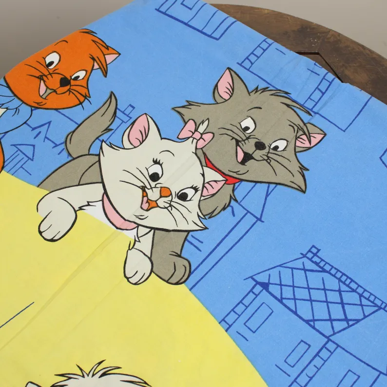 130*180 シーツ解体生地  おしゃれキャット 楽譜 音符 ブルー