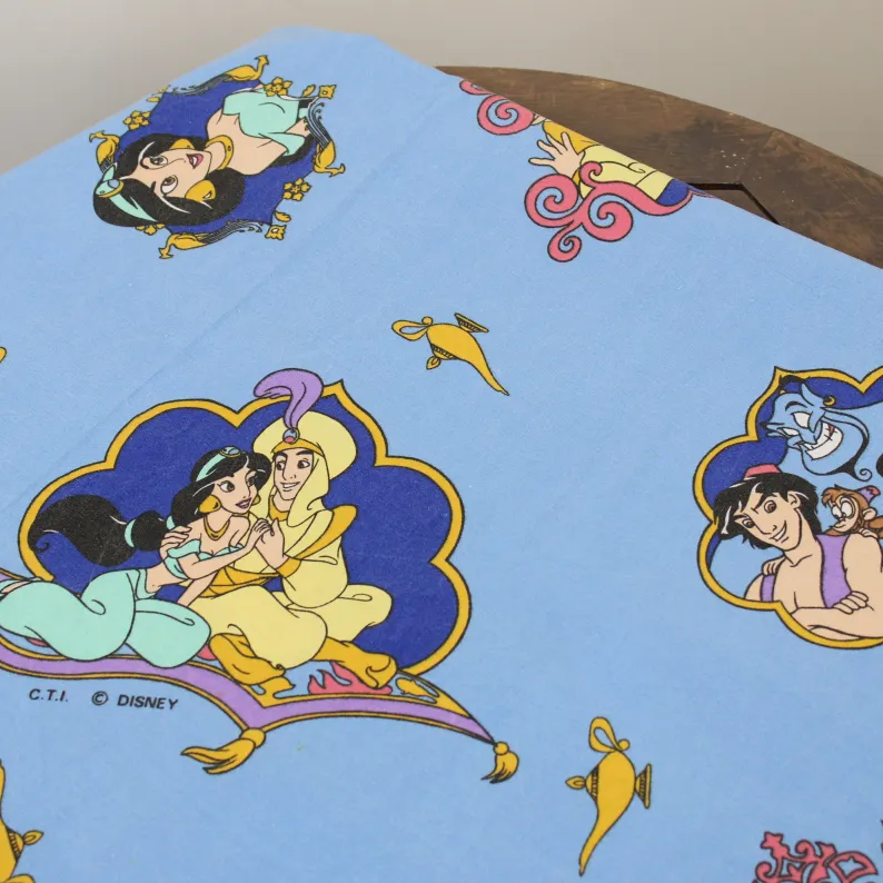 120*90 シーツ解体生地  アラジン ジャスミン 小柄 水色