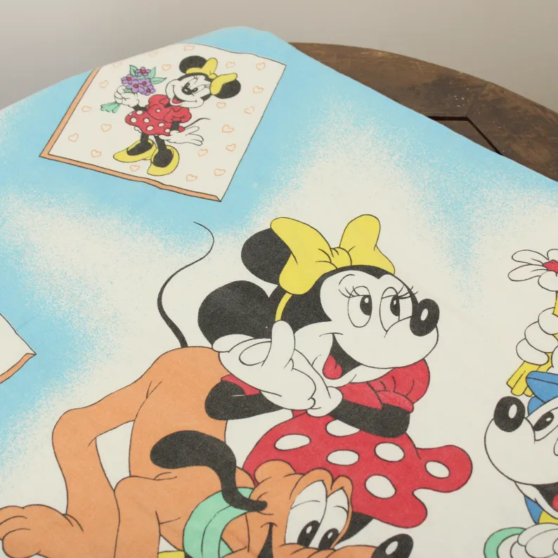 140*120 シーツ解体生地  ミッキー ミニー 花束 プロポーズ ブルー