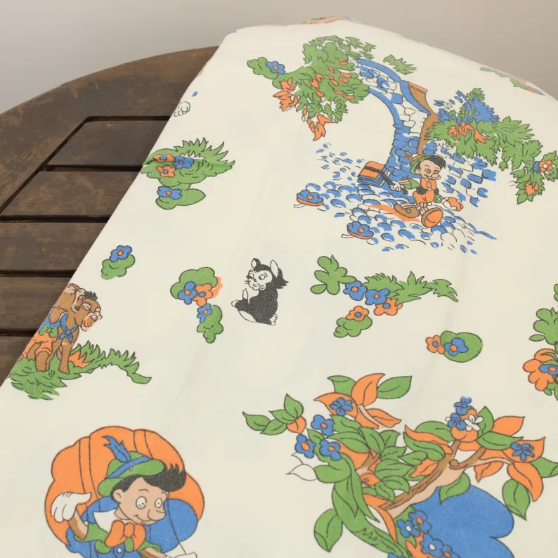 110*80 シーツ解体生地  ピノキオ クレオ フィガロ オレンジ グリーン