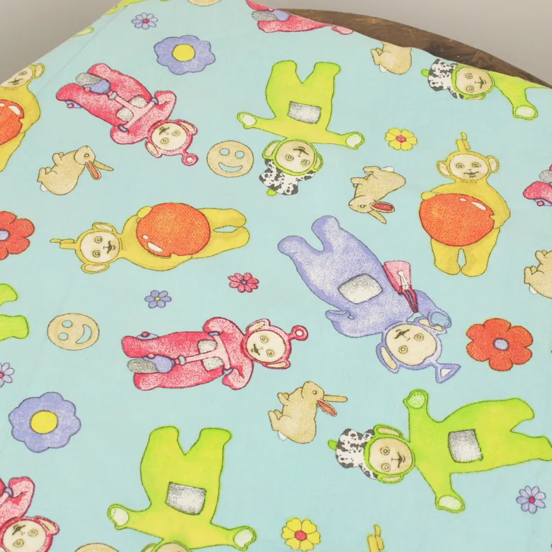 125*85 シーツ解体生地  テレタビーズ TELETUBBIES パステル ネオン