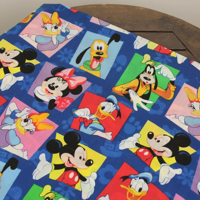 75*85 シーツ解体生地  ミッキー＆フレンズ 窓 カラフル デイジー