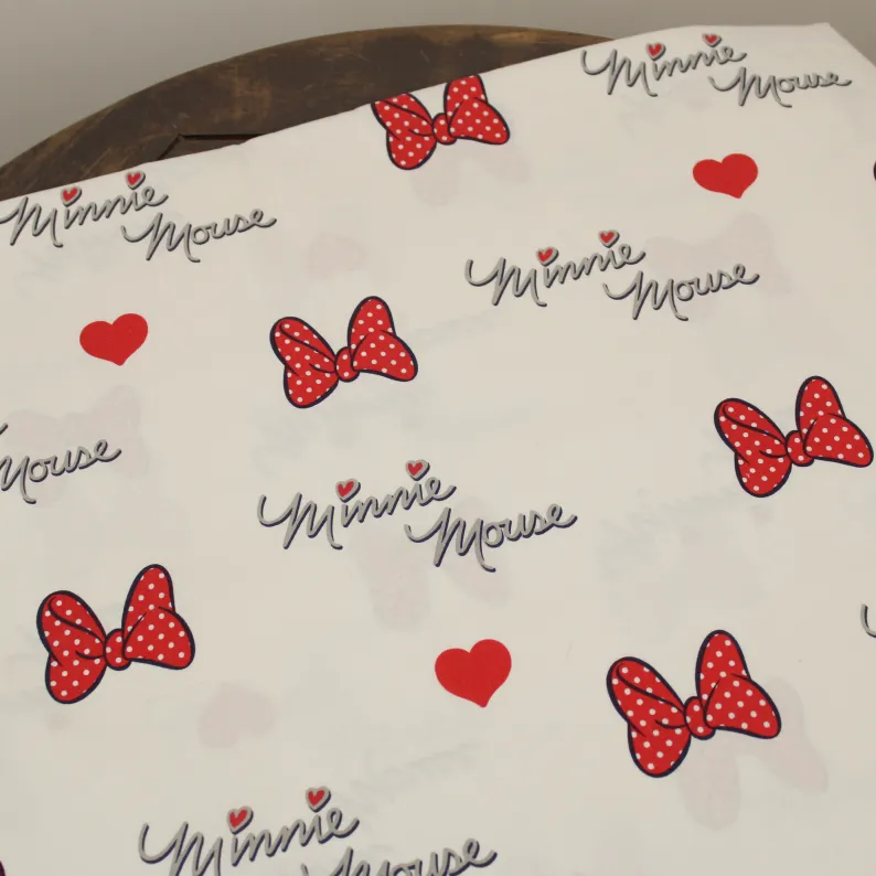 120*85 シーツ解体生地  ミニー Little Minnie りぼん ロゴ