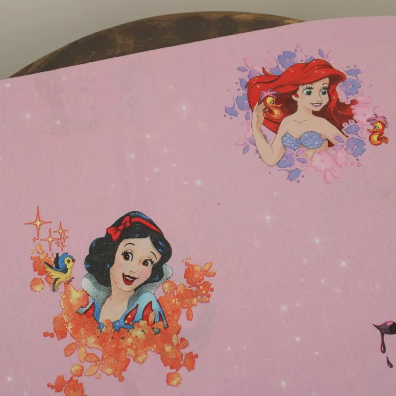 130*90 シーツ解体生地  プリンセス アリエル ラプンツェル 白雪姫 ベル シンデレラ くすみピンク