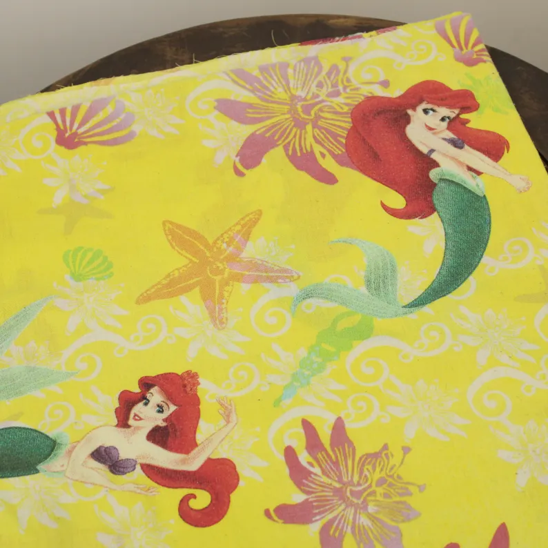 難あり 130*90 シーツ解体生地  アリエル 花 シェル イエロー