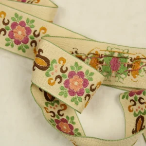 4,2cm幅  レトロ花 ベージュ ピンク ブラウン 東欧