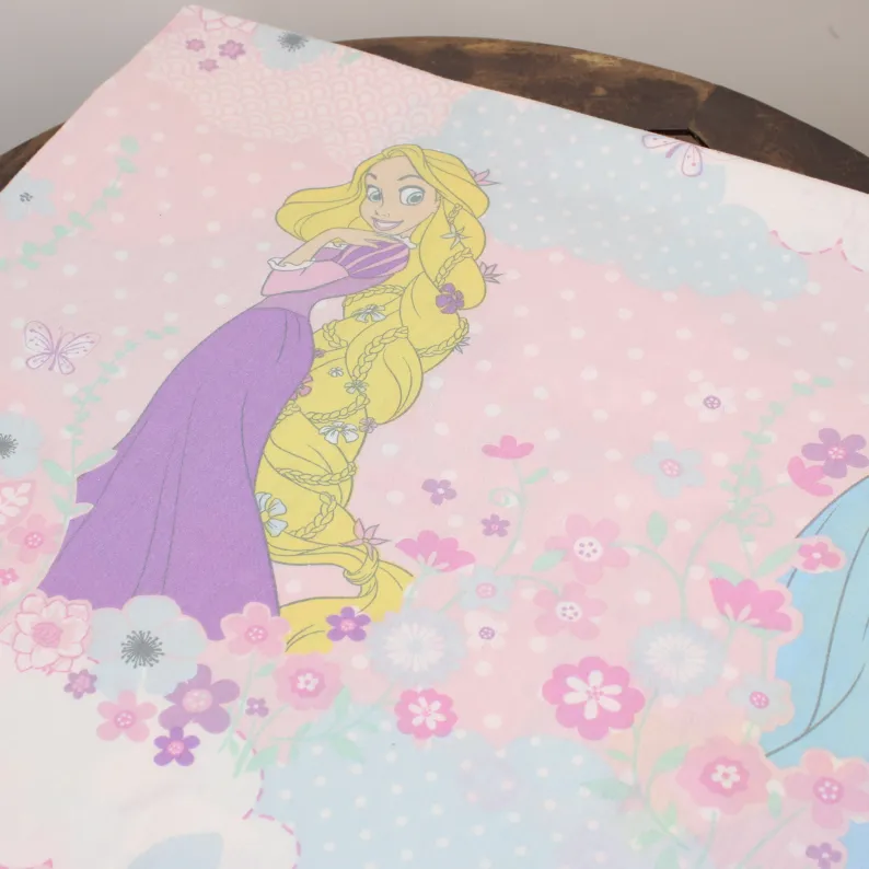 115*140 シーツ解体生地  プリンセス ラプンツェル オーロラ シンデレラ ピンクドット 花