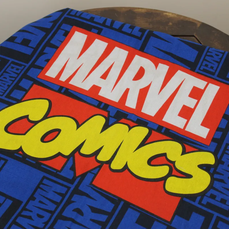 130*190 シーツ解体生地  MARVELロゴ 赤