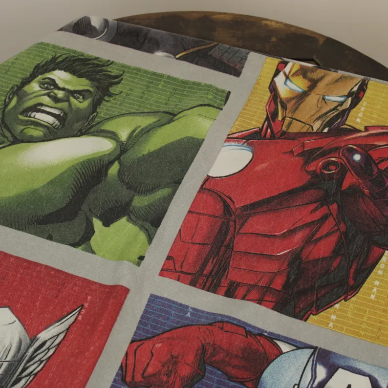 ポリ 130*95 シーツ解体生地  MARVEL アベンジャーズ パネル グレー