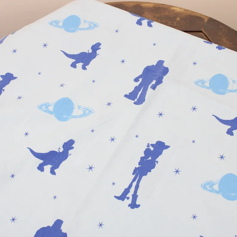 120*90 シーツ解体生地 トイ・ストーリー シルエット 惑星 水色
