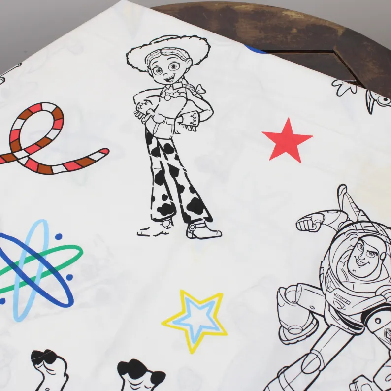 130*95 シーツ解体生地  トイ・ストーリー4 ジェシー 虹 ぬり絵