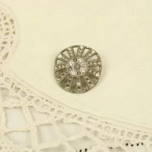 1個 23mm ストラス 透かし模様 ドーム シルバー