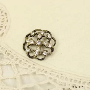 1個 26mm ストラス 透かし模様 植物 シルバー