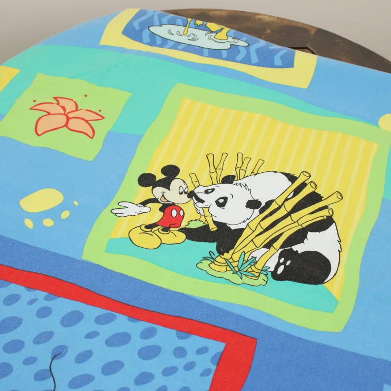 125*85 シーツ解体生地  ミッキー＆フレンズ サファリ ブルー