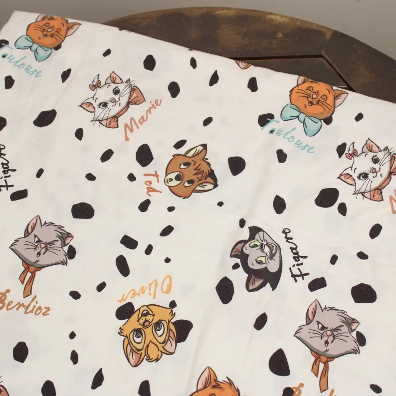 130*90 シーツ解体生地  ねこキャラ おしゃれキャット フィガロ オリバー