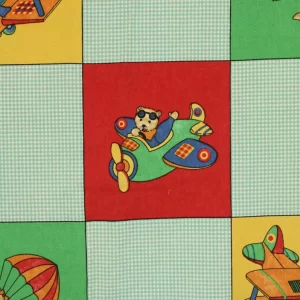 60*60 カラフル クマ ひこうき パイロット グリーン