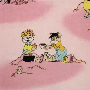 65*95 レトロ アニマル ピクニック ネコ ピンク