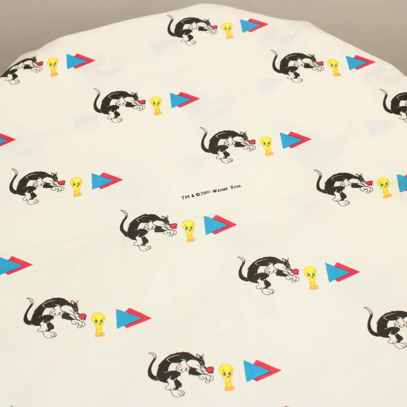 70*65 シーツ解体生地 シルベスター トゥイーティー トライアングル 白