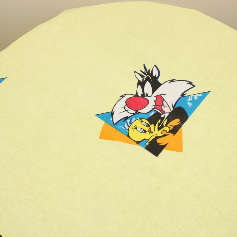 175*100 シーツ解体生地 シルベスター トゥイーティー イエロー トライアングル