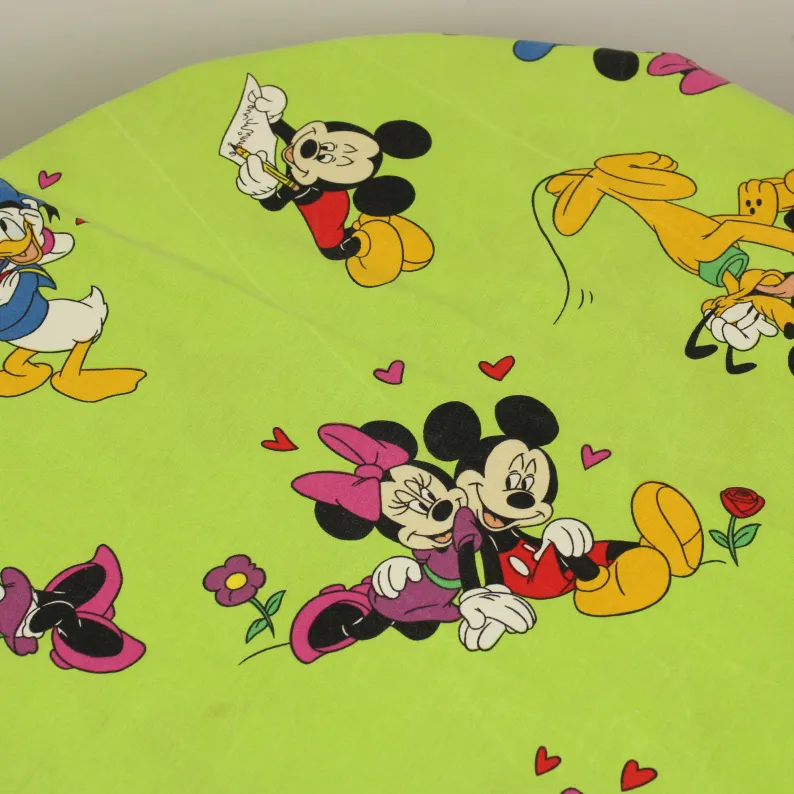 135*80 シーツ解体生地  ミッキー&フレンズ ミニー ラブレター グリーン