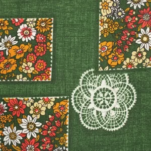 55*65 シック かわいい 小花 レース グリーン BELDECOR フランス