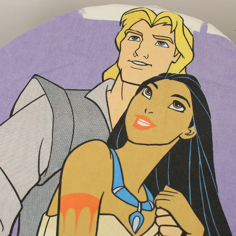 140*180 シーツ解体生地  ポカホンタス ジョン・スミス 大柄 パープル