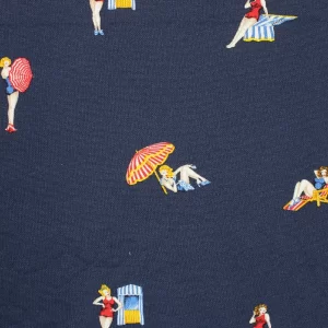 ニット 90*60 レトロ ビーチ 女性 水着 パラソル ネイビー