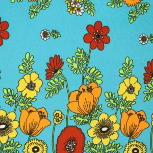 ニット 115*130 カラフル レトロ 花 水色