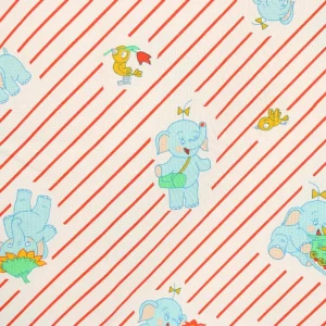 55*75 ポップ ゾウ 鳥 赤ストライプ